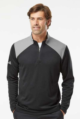 Adidas A532 - Textured Mixed Media Quarter-Zip Pullover
