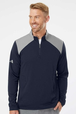 Adidas A532 - Textured Mixed Media Quarter-Zip Pullover