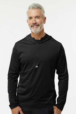 Adidas A596 - Lightweight Performance Quarter-Zip Hooded Pullover