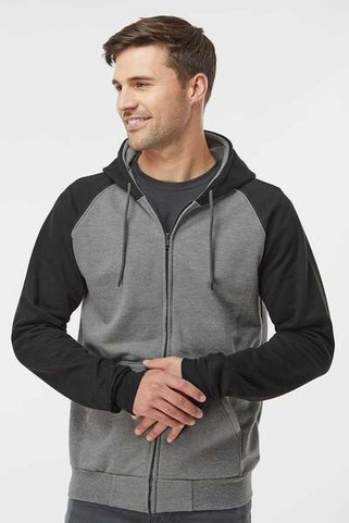 King Fashion KF4048 - Fleece Raglan Hooded Full-Zip Sweatshirt