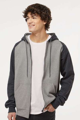 King Fashion KF4048 - Fleece Raglan Hooded Full-Zip Sweatshirt