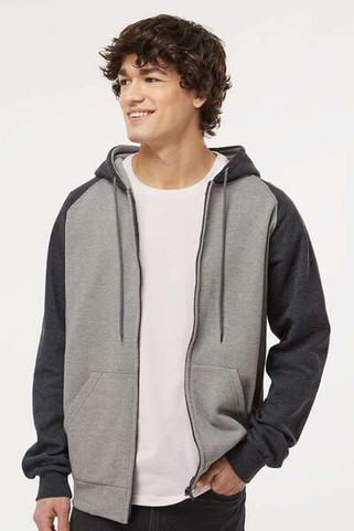King Fashion KF4048 - Fleece Raglan Hooded Full-Zip Sweatshirt
