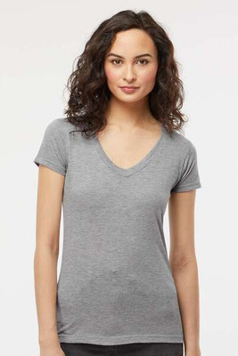 M&O 3542 - T-shirt à col en V en mélange de luxe pour femmes