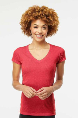 M&O 3542 - T-shirt à col en V en mélange de luxe pour femmes