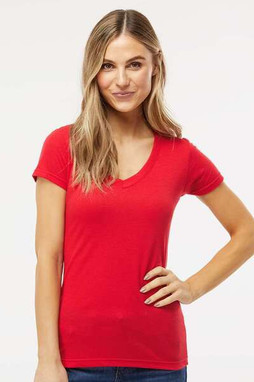 M&O 3542 - T-shirt à col en V en mélange de luxe pour femmes
