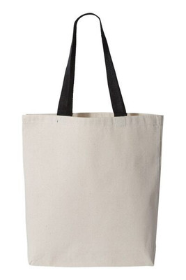 Q-Tees Q4400 - Promotional Tote with Bottom Gusset and Colored Handles