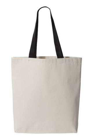 Q-Tees Q4400 - Promotional Tote with Bottom Gusset and Colored Handles