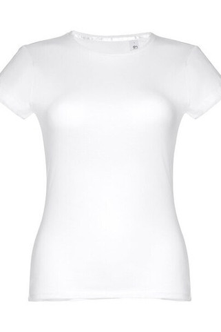 TH Clothes 30105 - Katoenen dames-T-shirt met ceintuur. Witte kleur