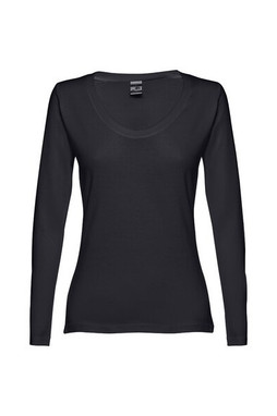 TH Clothes 30126 - T-shirt ceinturé à manches longues pour femmes en coton