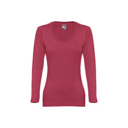 TH Clothes 30126 - Dames-T-shirt met lange mouwen en riem in katoen