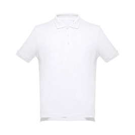 TH Clothes 30130 - Men's short-sleeved cotton piqué polo shirt. White