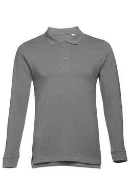 TH Clothes 30141 - Langarm-Poloshirt für Herren aus kardierter Baumwolle