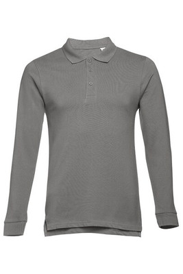 TH Clothes 30141 - Herenpolo met lange mouwen van gekaard katoen