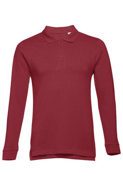 TH Clothes 30141 - Langarm-Poloshirt für Herren aus kardierter Baumwolle