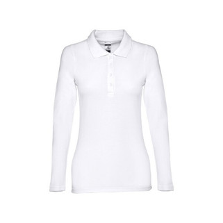 TH Clothes 30144 - Womens long-sleeved polo shirt in cotton piqué and viscose with removable label