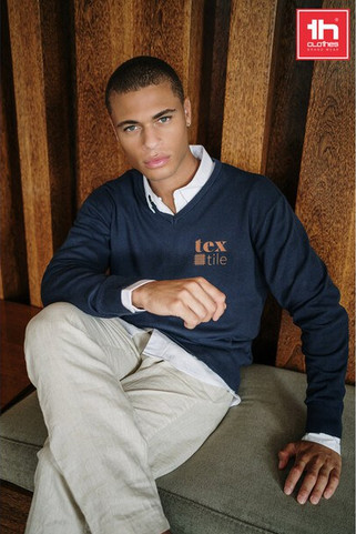 TH Clothes 30149 - Herren-Pullover mit V-Ausschnitt aus Baumwolle und Polyamid