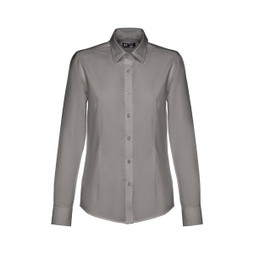 TH Clothes 30154 - Womens long-sleeved oxford shirt with pearl coloured buttons
