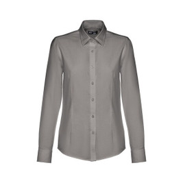 TH Clothes 30154 - Women's long-sleeved oxford shirt with pearl coloured buttons