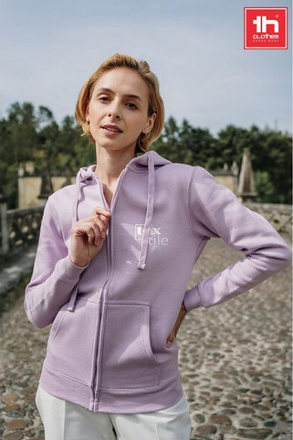 TH Clothes 30162 - Womens hoodie in cotton and polyester with full zip