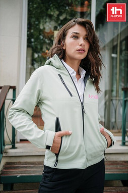 TH Clothes 30181 - Womens softshell jacket with detachable hood and rounded back hem
