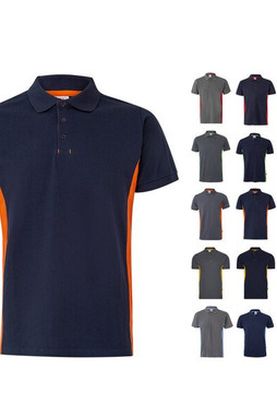 Velilla 36039 - Tvåfärgad pikétröja (180g/m²), kortärmad, i bomull (60%) och polyester (40%)