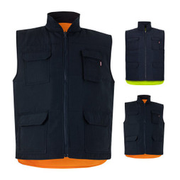 Velilla 36048 - Colete acolchoado (220g/m²), reversível e multibolsos, em poliéster (100%), com fecho de correr e puxador reversível