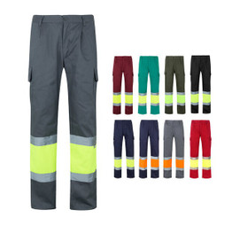 Velilla 36052 - Pantalon bicolore en sergé (210g/m²), doublé, multi-poches, en coton (20%) et polyester (80%)