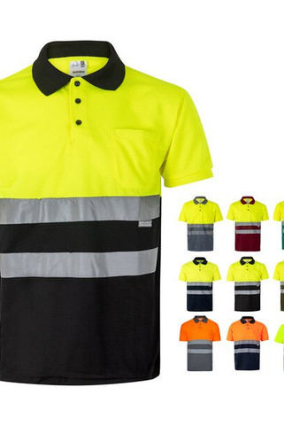 Velilla 36063 - Zweifarbiges Poloshirt im Bird-Eye-Design (160g/m²) mit kurzen Ärmeln, aus Polyester (100%)