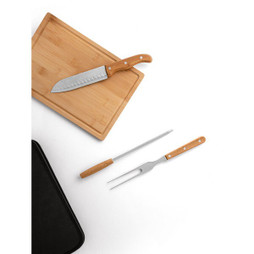 hi!dea 54142 - Five-piece wooden and stainless steel barbecue set with bamboo board