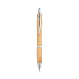 hi!dea 81010 - Bamboo ball pen with clip and metal trim