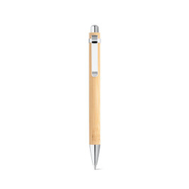 Bamboo ball pen with metal clip - Egotier 81163
