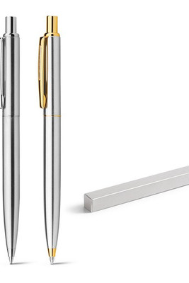 Stainless steel ball pen with glossy body and clip - Egotier 81170