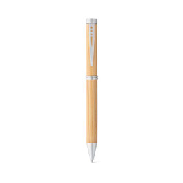 hi!dea 91339 - Bamboo ball pen with twist mechanism and metal clip