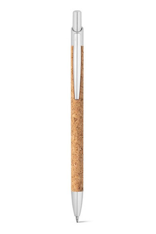 Cork and aluminium ball pen with clip - Egotier 91647
