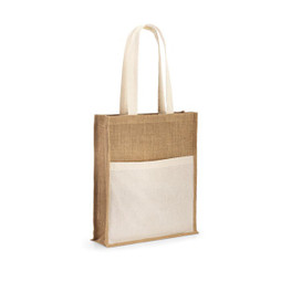 hi!dea 92823 - Borsa in juta (240 g/m²) con tasca in 100% cotone (140 gm²)