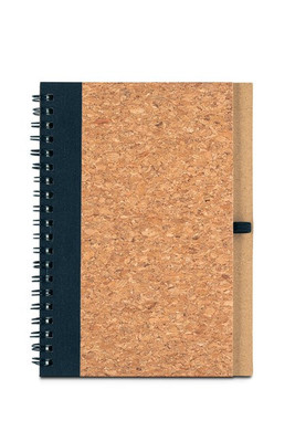 B6 notebook in cork and recycled polyester (100% rPET) with ballpoint pen - Egotier 93285