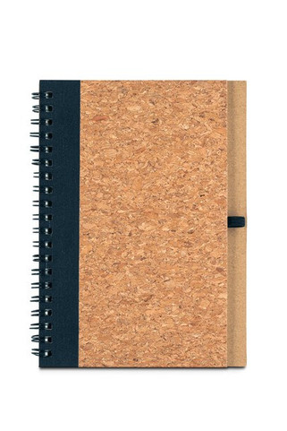 B6 notebook in cork and recycled polyester (100% rPET) with ballpoint pen - Egotier 93285