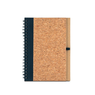 B6 notebook in cork and recycled polyester (100% rPET) with ballpoint pen - Egotier 93285