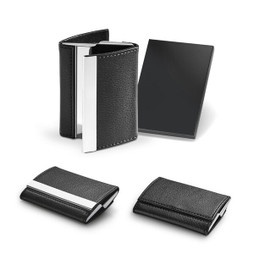 hi!dea 93318 - Porta-cartões duplo em metal e PU