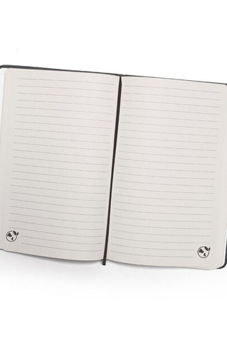 A5-kovakantinen muistikirja PU:sta (35 % kierrätettyä), jossa on viivoitetut sivut 100 % kierrätyspaperia - Egotier 93637
