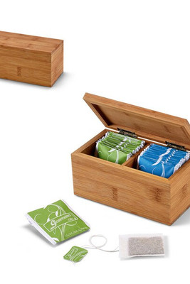 Bamboo tea box with 2 compartments and magnet closure - Egotier 93995