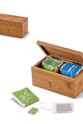 Bamboo tea box with 2 compartments and magnet closure - Egotier 93995