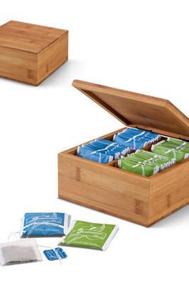 Bamboo tea box with 4 compartments and magnet closure - Egotier 93996