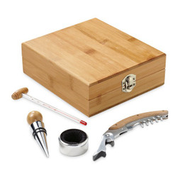 hi!dea 94190 - Bamboo, zinc and stainless steel wine set