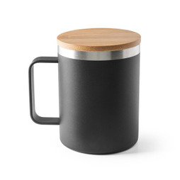 hi!dea 94276 - Becher aus 90% recyceltem Edelstahl mit Bambusdeckel 420 mL