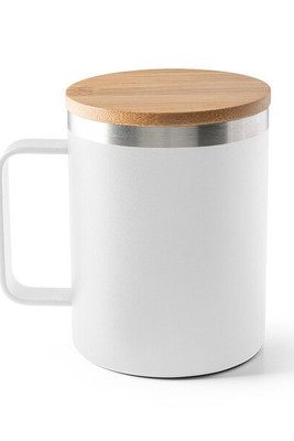 Mugg i 90 % återvunnet rostfritt stål med bambulock 420 mL - Egotier 94276