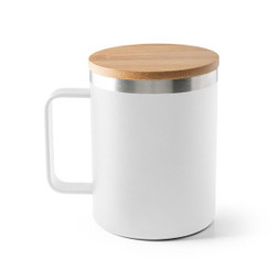 hi!dea 94276 - Mug in 90% recycled stainless steel with bamboo lid 420 mL