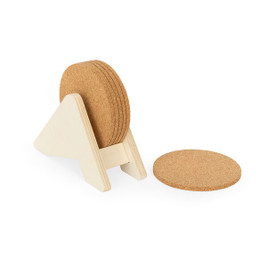 hi!dea 94368 - Plywood stand with 6 cork coasters
