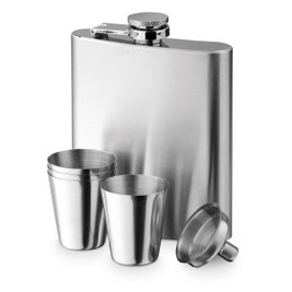 Stainless steel bottle and glasses set 200 mL - Egotier 94665