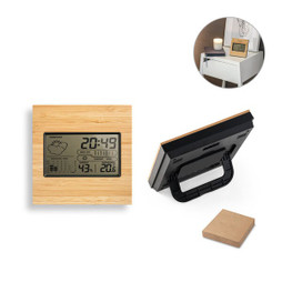 hi!dea 97099 - Estação meteorológica de secretária com ecrã LCD em ABS e bambu